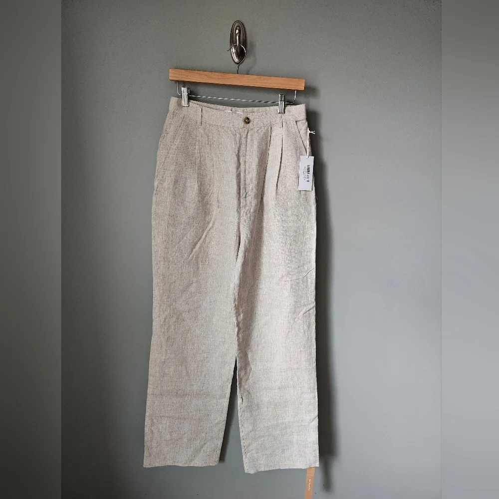 Reformation Mason Linen Pants Oatmeal Size 8 NWT
